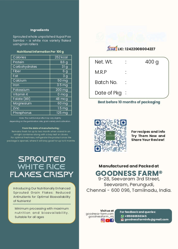 White Rice Flakes Crispy (400 gms) (Sprouted)