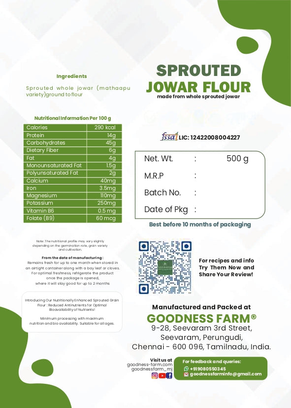 Sprouted Jowar flour (500 G)