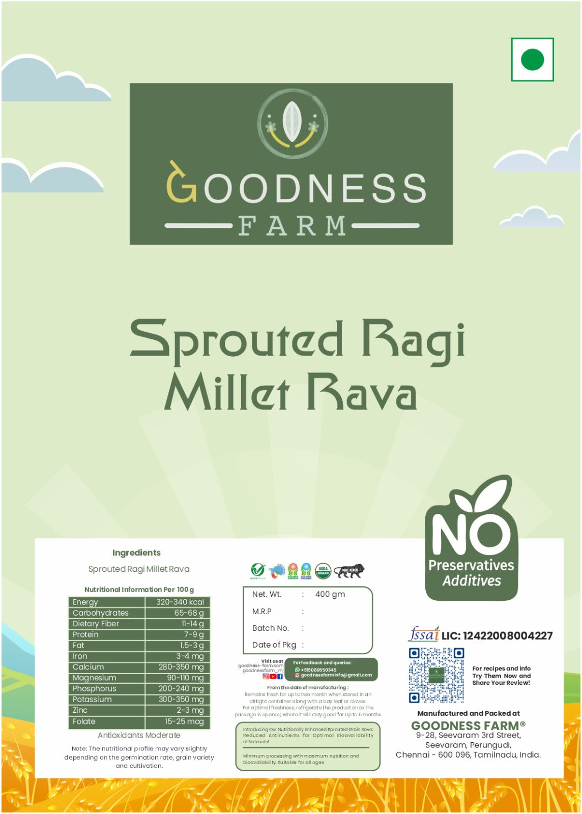 Sprouted Ragi Rava (400 G)