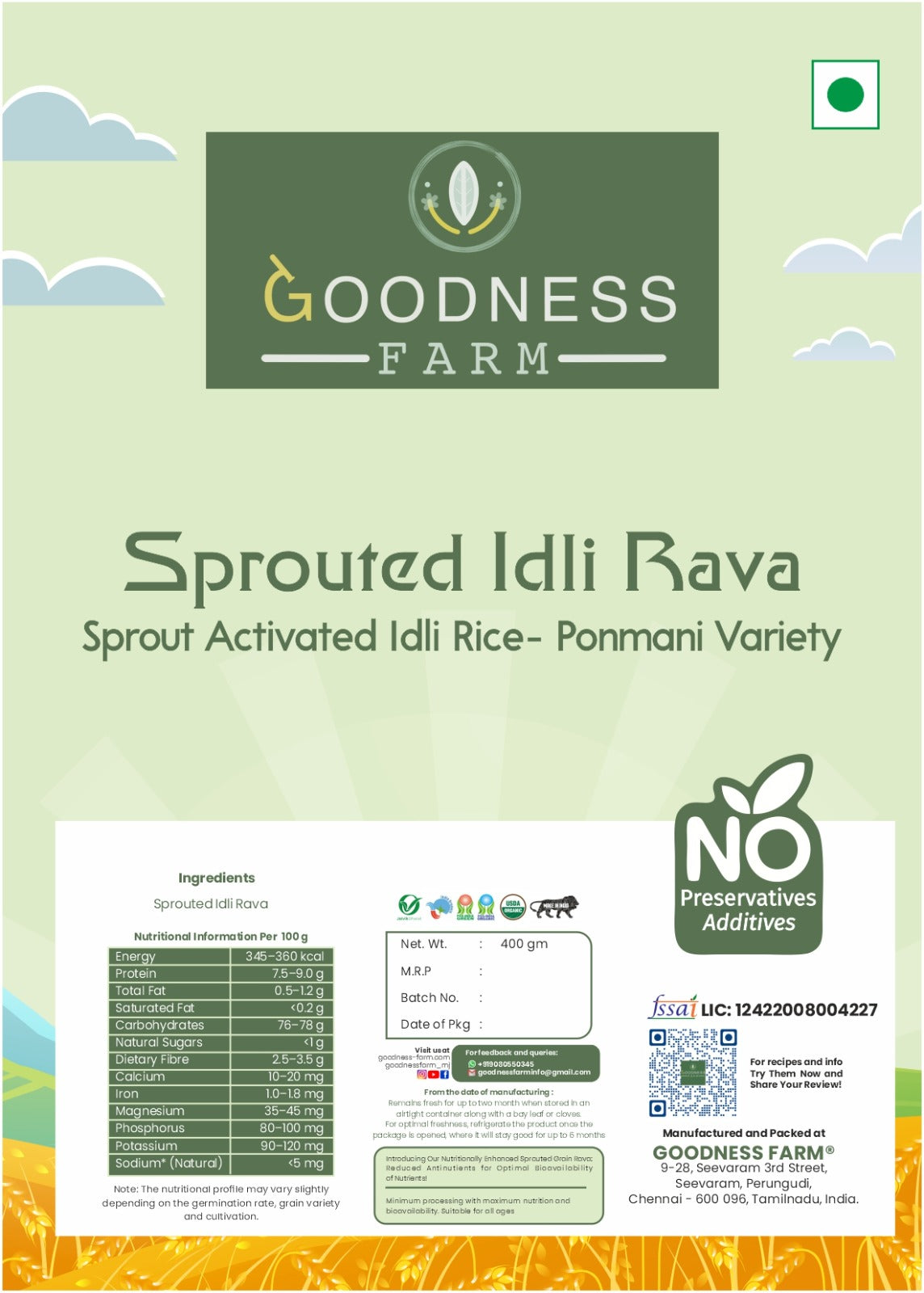 Idli Rice Rava ORGANIC (400 G)