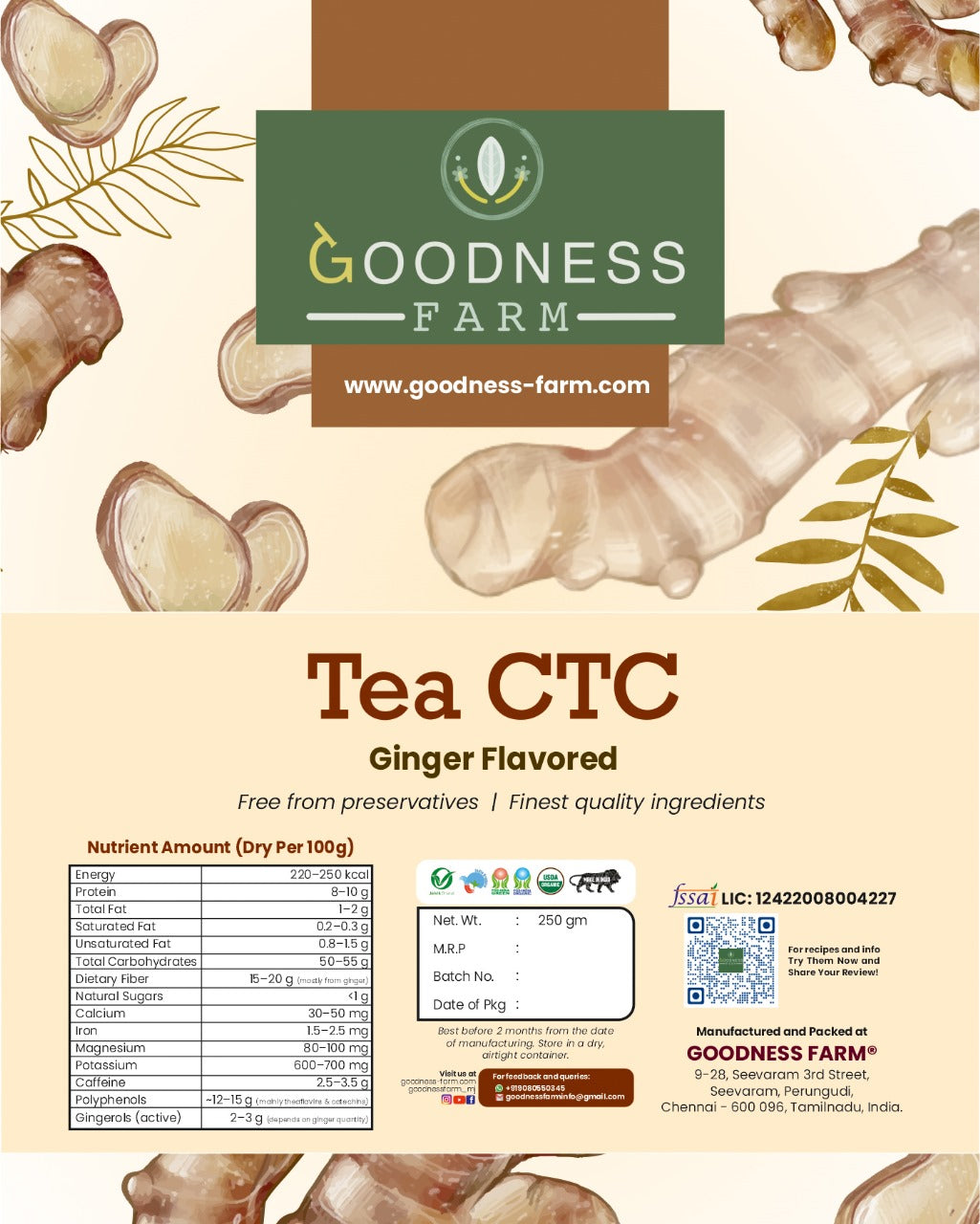Tea CTC Ginger Flavored (250 G)