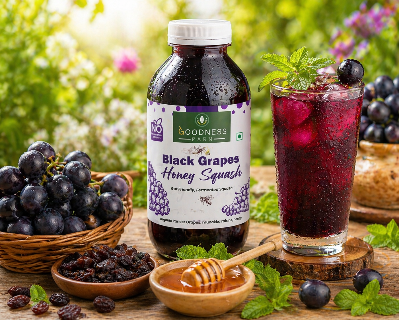 Black Grapes Honey & Munakka Honey Squash ORGANIC (200 ml)