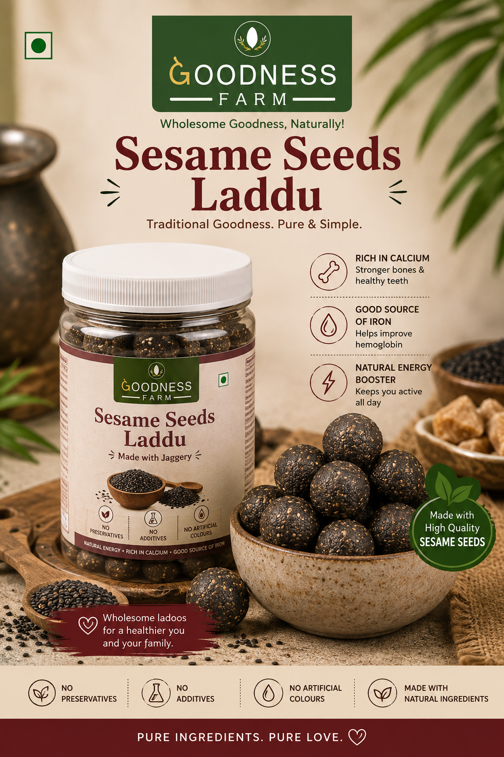 Sesame Jaggery Laddoo/ Ellurundai ORGANIC