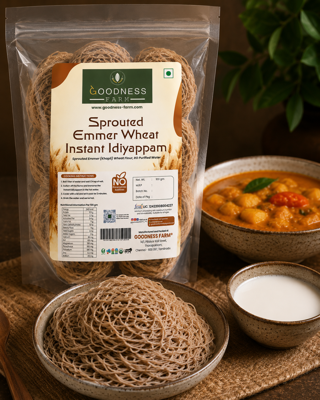 Instant Idiyappam Emmer Wheat ORGANIC (100 G)