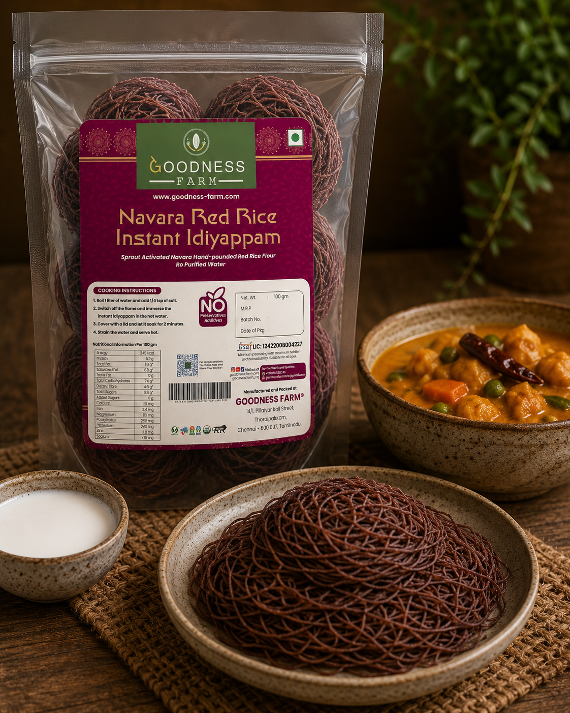 Instant Idiyappam Navara Red Rice ORGANIC (100 G)