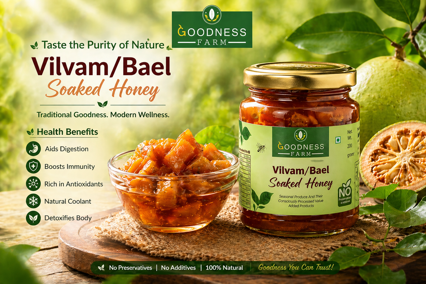 Vilvampazham/ Bael fruit soaked in Honey ORGANIC (500 G)