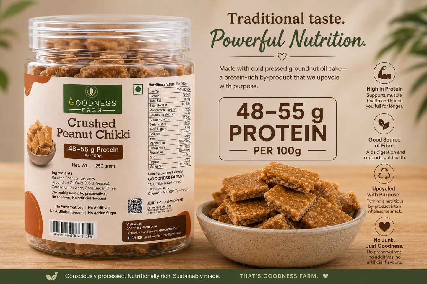 Crushed Peanut Chikki ORGANIC (250 G)