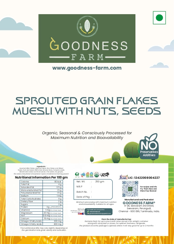 Sprouted Multi-Grain Flakes Muesli, Organic (250 g)