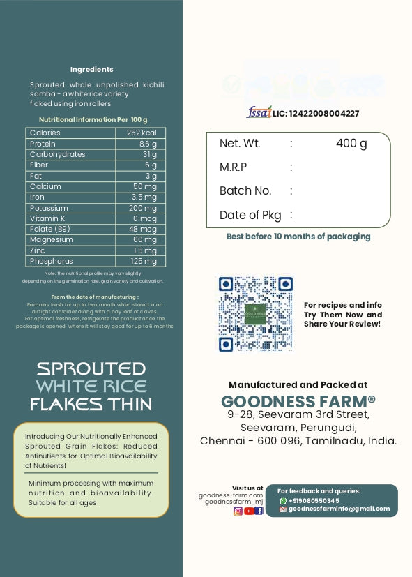 Sprouted White Rice Flakes (400 G)