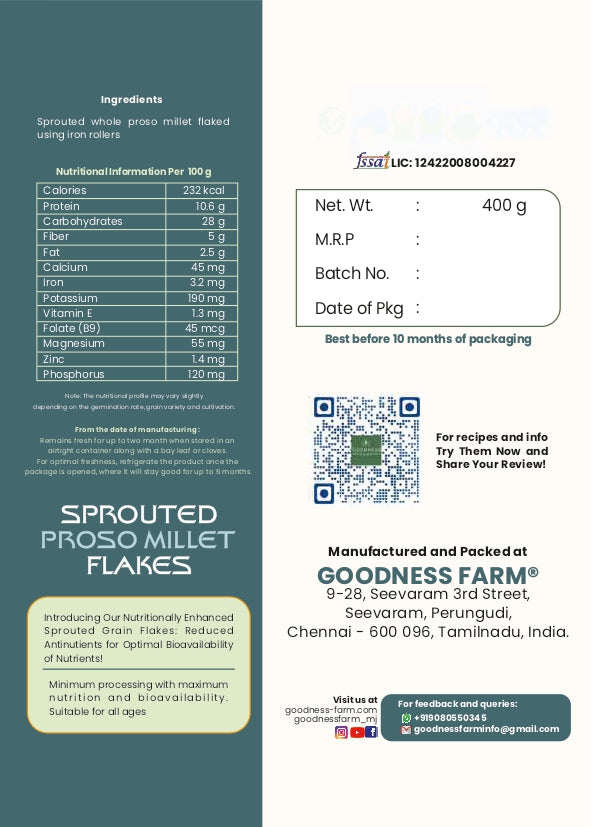Sprouted Proso Millet Flakes (400 G)