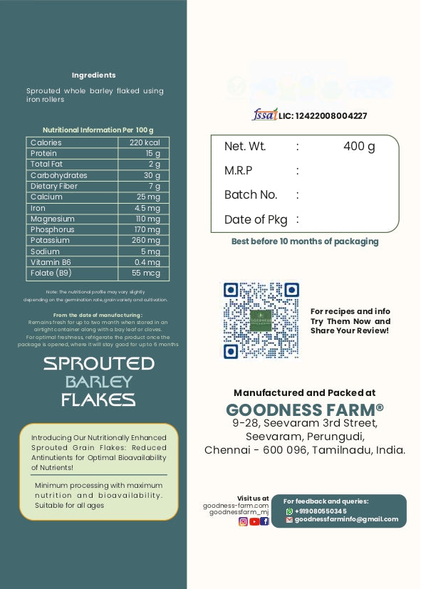 Sprouted Barley Flakes (400 gms)