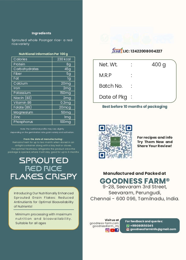 Red Rice Sprouted Flakes Crispy (400 G)