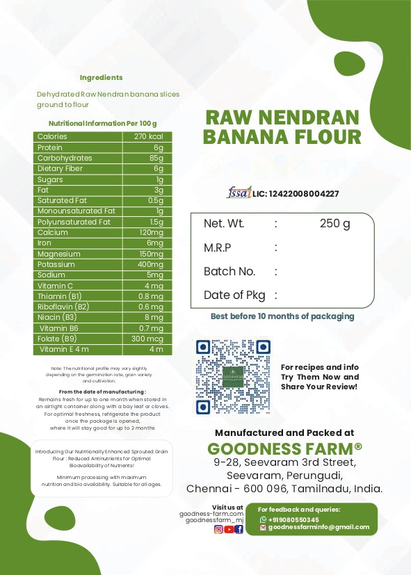 Raw Nendran Banana Flour (250 G)