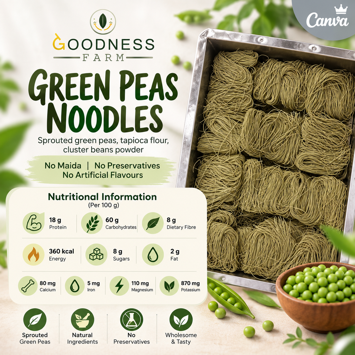 Green Peas Noodles ORGANIC (180 G)