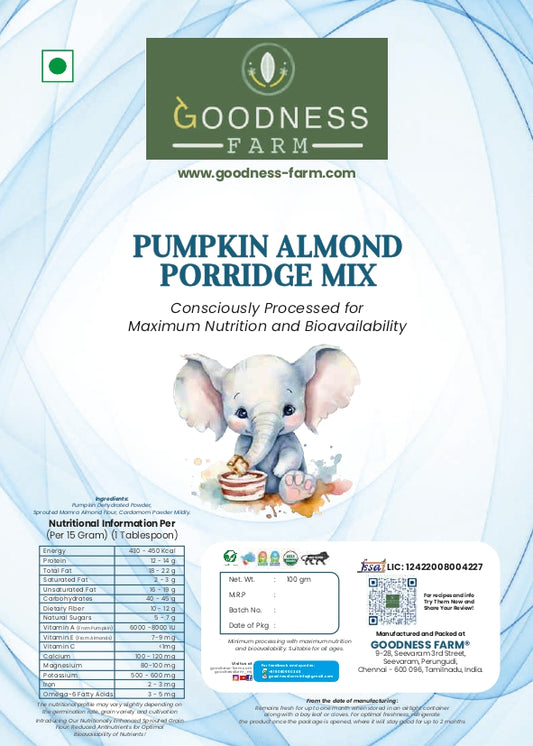 Pumpkin Almond Porridge Mix, Organic (250 g)