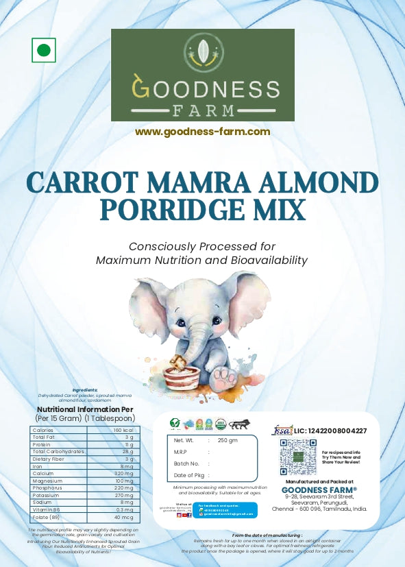 Carrot Almond Porridge Mix, Organic (250 g)