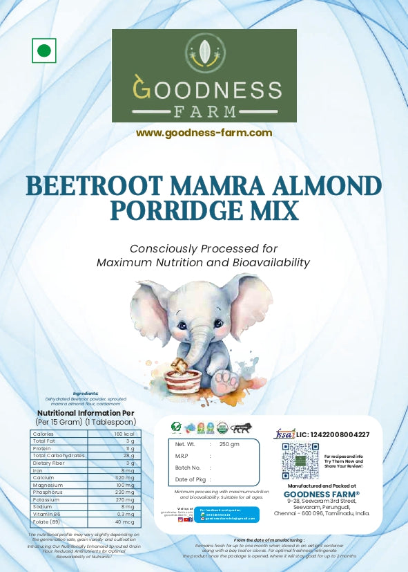 Beetroot Almond Porridge Mix, Organic (250 g)