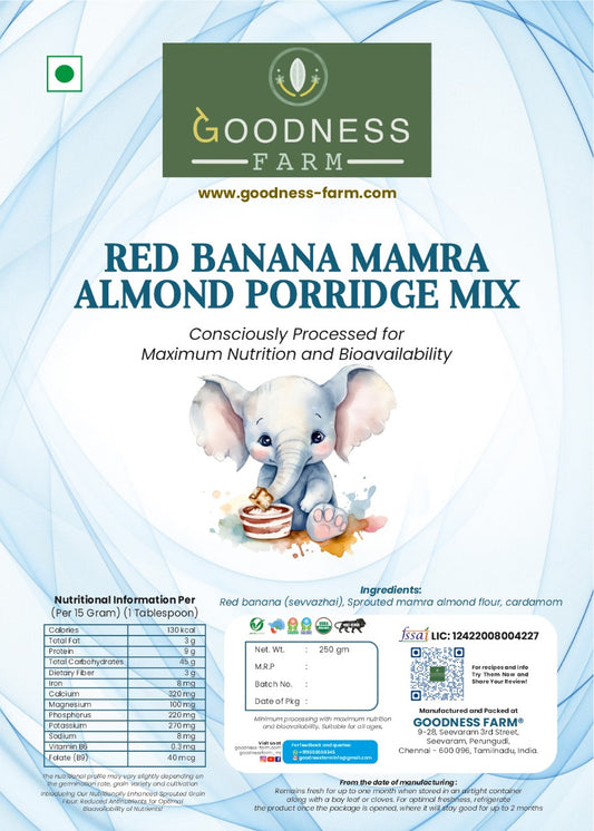 Red Banana Mamra Almond Flour Porridge Mix, Organic (250 gms)