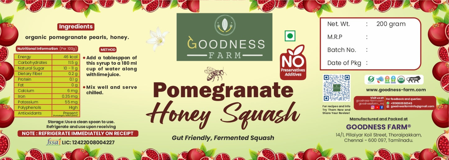 Pomegranate Honey Squash ORGANIC (200 ml)