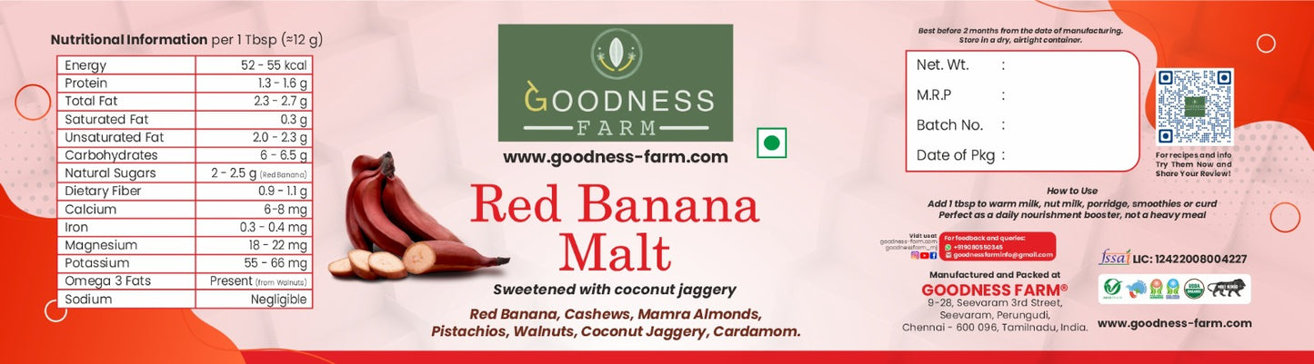 Red Banana & Nuts Malt Sweetened ORGANIC (250 G)