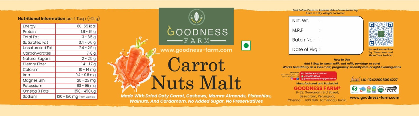 Carrot Nuts Malt Sweetened ORGANIC (250 G)