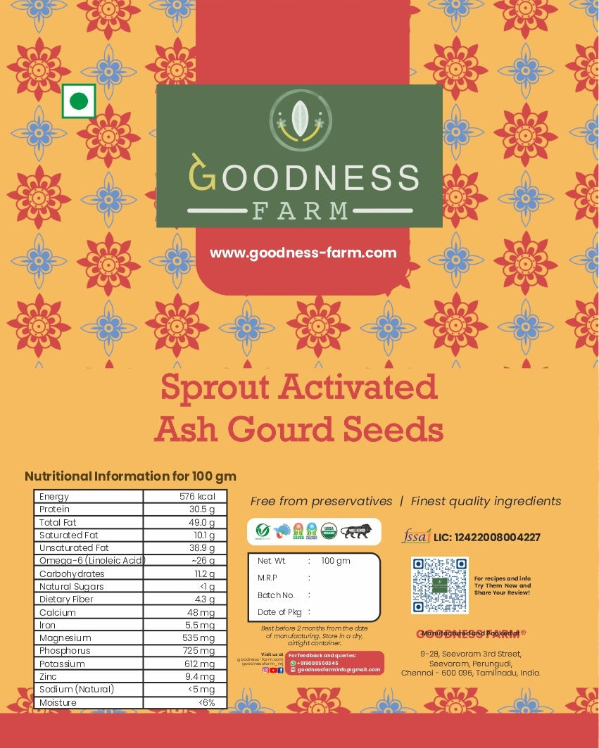 Ash Gourd Seeds Sprout Activated ORGANIC (100 G)