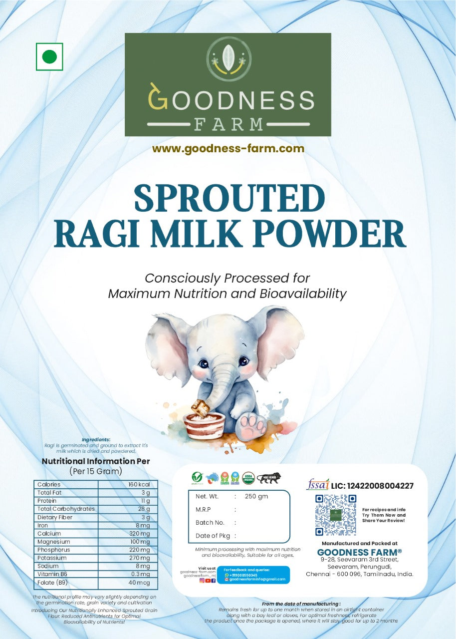 Sprouted Ragi Milk Powder, Organic (250 g)
