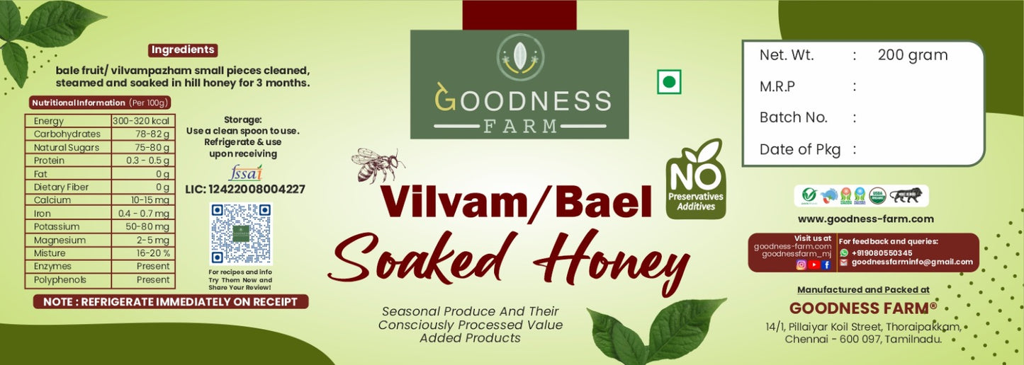 Vilvampazham/ Bael fruit soaked in Honey ORGANIC (500 G)