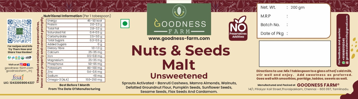 Nuts & Seeds Malt Unsweetened ORGANIC (250 G)