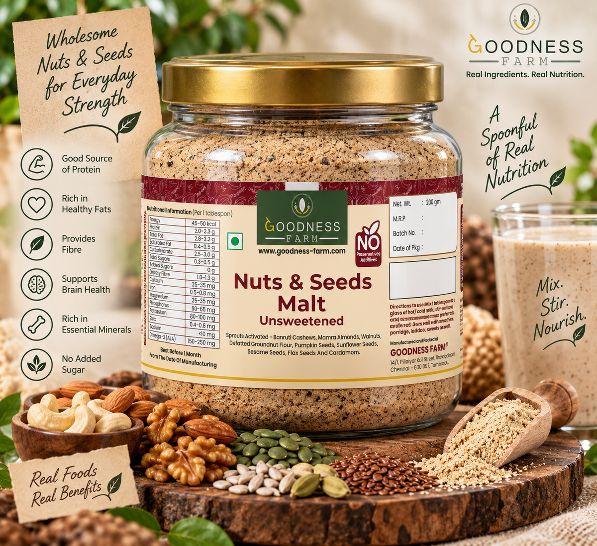 Nuts & Seeds Malt Unsweetened ORGANIC (250 G)