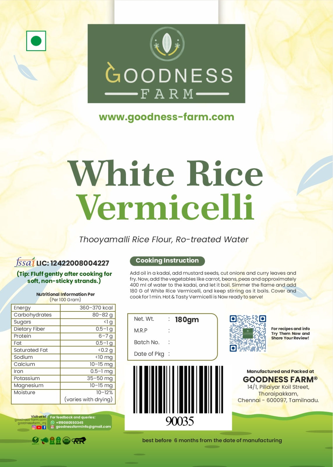 White Rice Vermicelli ORGANIC (180 G)