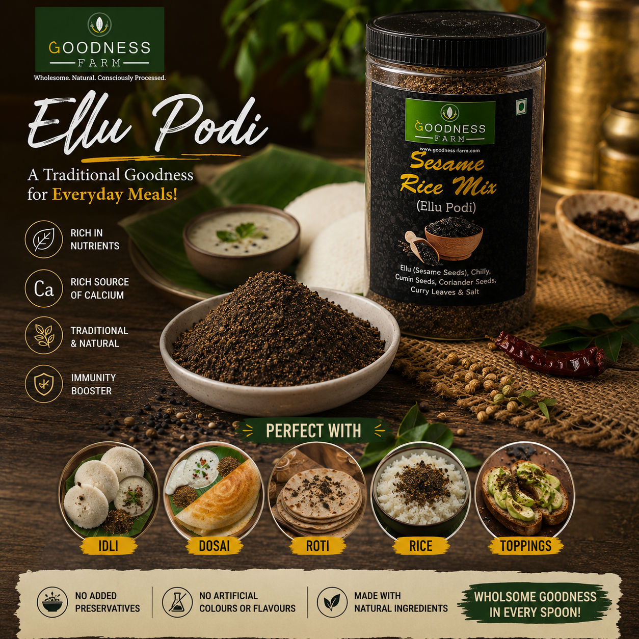 Sesame seeds (Ellu) Idli Podi /Rice Mix (100 G)