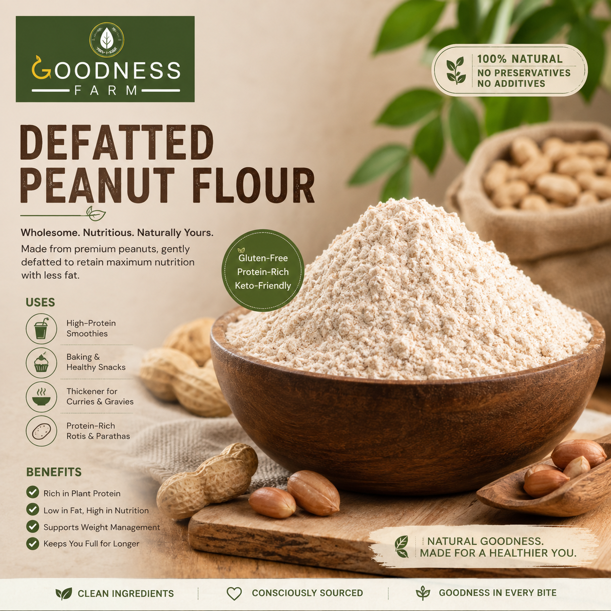 Defatted Peanut Flour ORGANIC (250 G)