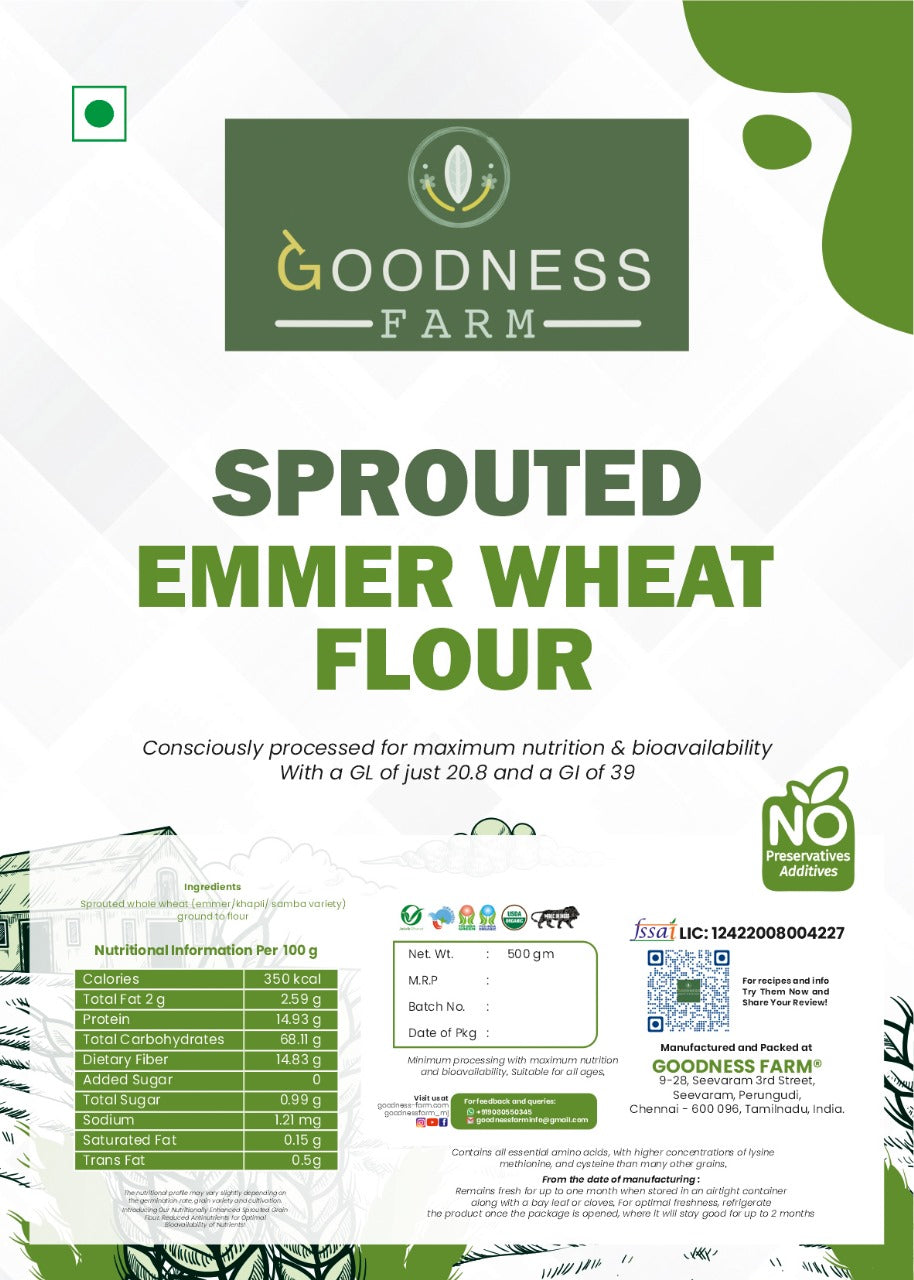 Sprouted Samba/ Khapli/ Emmer Wheat Flour
